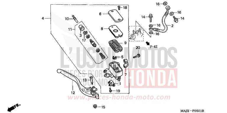FR. BRAKE MASTER CYLINDER (ST1100A) for Pan-European ABS MIDDY BLUE METTALIC (B162) from 2000